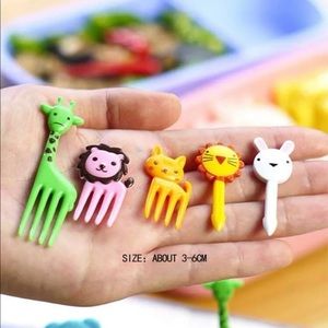 10pcs cartoon mini fruit fork